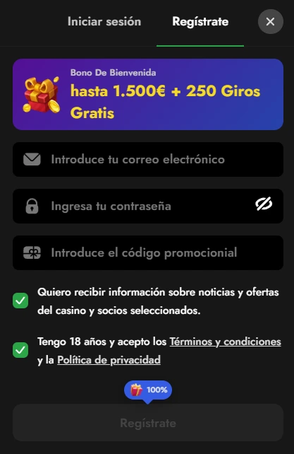 📝 Formulario de registro en OscarSpin con bono hasta 1500 € y 250 giros gratis