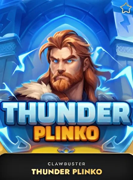 Tragamonedas Thunder Plinko con personaje nórdico y rayos azules