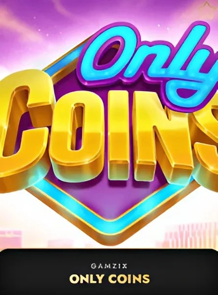 Only Coins – tragamonedas colorida con texto dorado